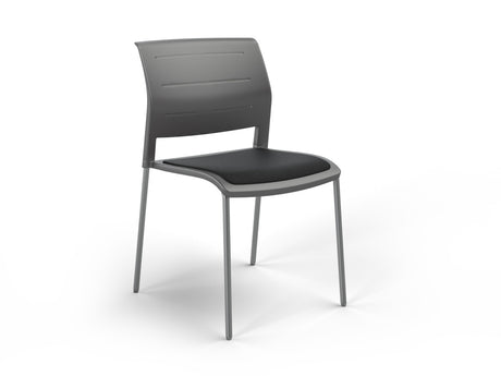 OL Game 4 Legs Upholstered Seat Hospitality Stacking Chair - Charcoal Shell