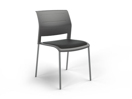OL Game 4 Legs Upholstered Seat Hospitality Stacking Chair - Charcoal Shell