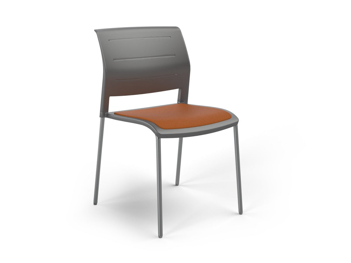 OL Game 4 Legs Upholstered Seat Hospitality Stacking Chair - Charcoal Shell