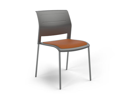 OL Game 4 Legs Upholstered Seat Hospitality Stacking Chair - Charcoal Shell