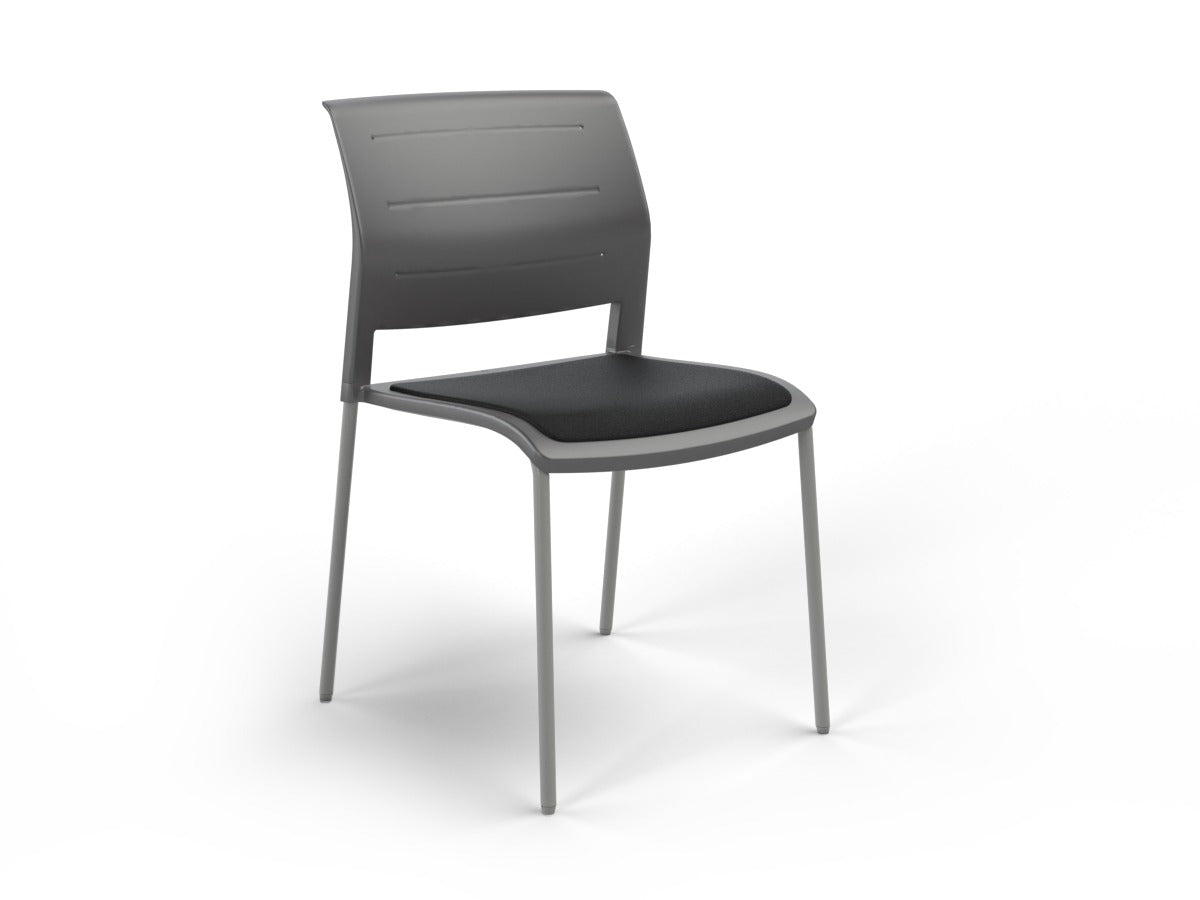 OL Game 4 Legs Upholstered Seat Hospitality Stacking Chair - Charcoal Shell