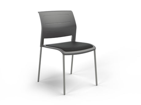 OL Game 4 Legs Upholstered Seat Hospitality Stacking Chair - Charcoal Shell