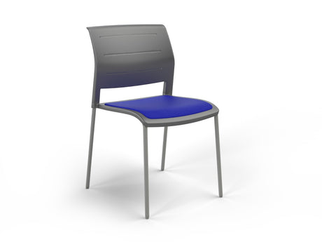 OL Game 4 Legs Upholstered Seat Hospitality Stacking Chair - Charcoal Shell