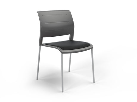 OL Game 4 Legs Upholstered Seat Hospitality Stacking Chair - Charcoal Shell