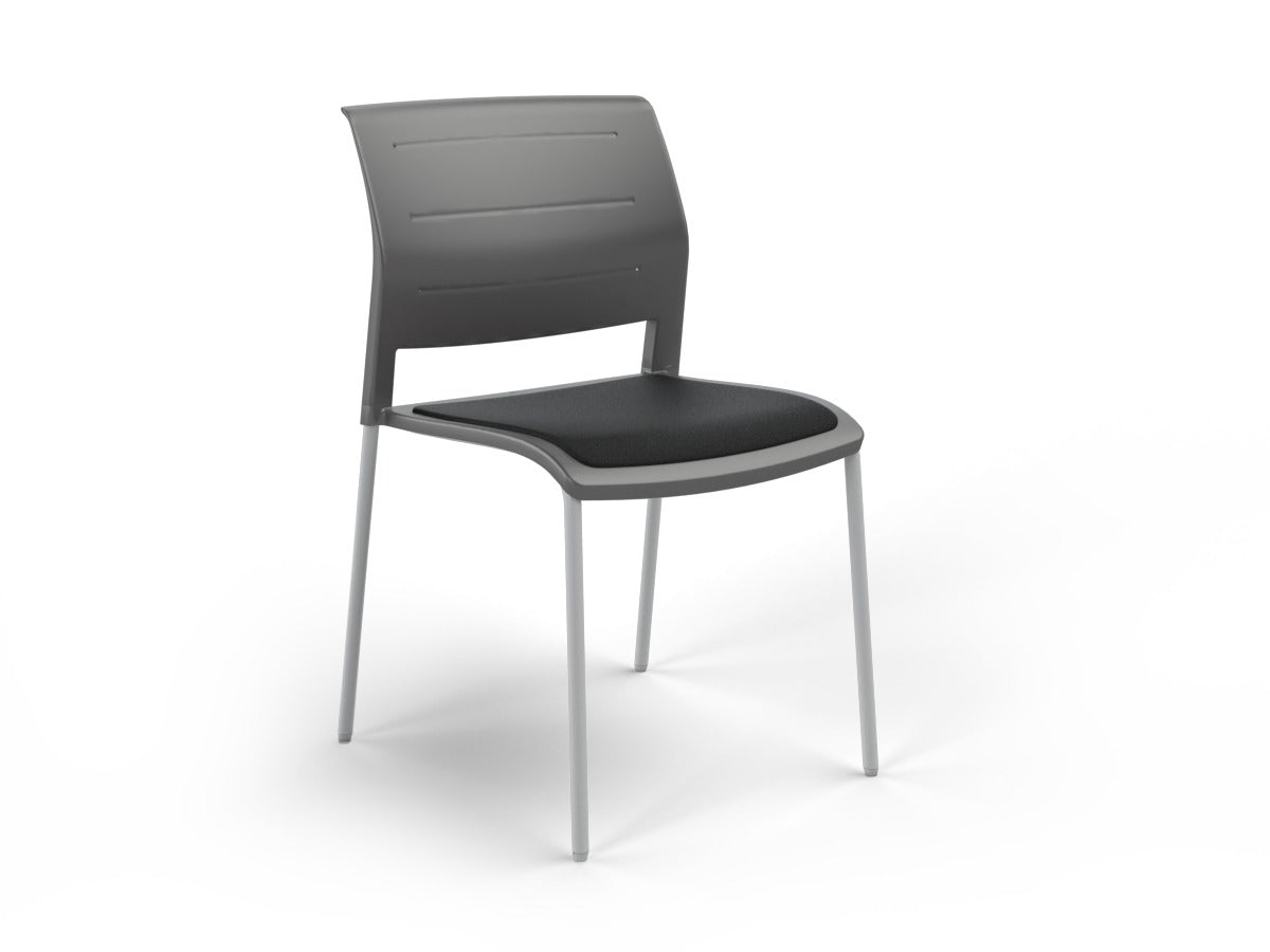 OL Game 4 Legs Upholstered Seat Hospitality Stacking Chair - Charcoal Shell