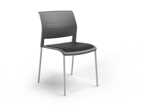 OL Game 4 Legs Upholstered Seat Hospitality Stacking Chair - Charcoal Shell