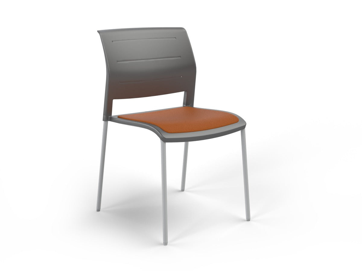 OL Game 4 Legs Upholstered Seat Hospitality Stacking Chair - Charcoal Shell