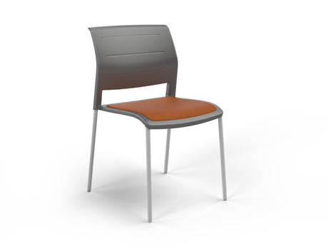 OL Game 4 Legs Upholstered Seat Hospitality Stacking Chair - Charcoal Shell
