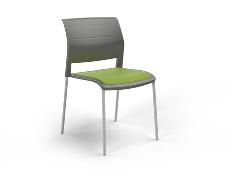 OL Game 4 Legs Upholstered Seat Hospitality Stacking Chair - Charcoal Shell