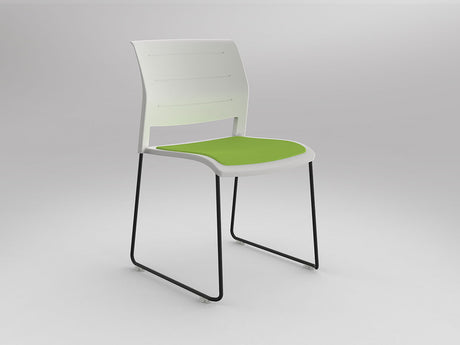 OL Game Slade Base Fabric Seat Hospitality Stacking Chair - White Shell