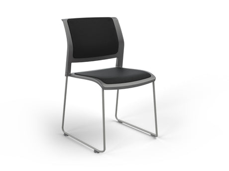 OL Game Fabric Upholstered Hospitality Stacking Chair - Charcoal Shell
