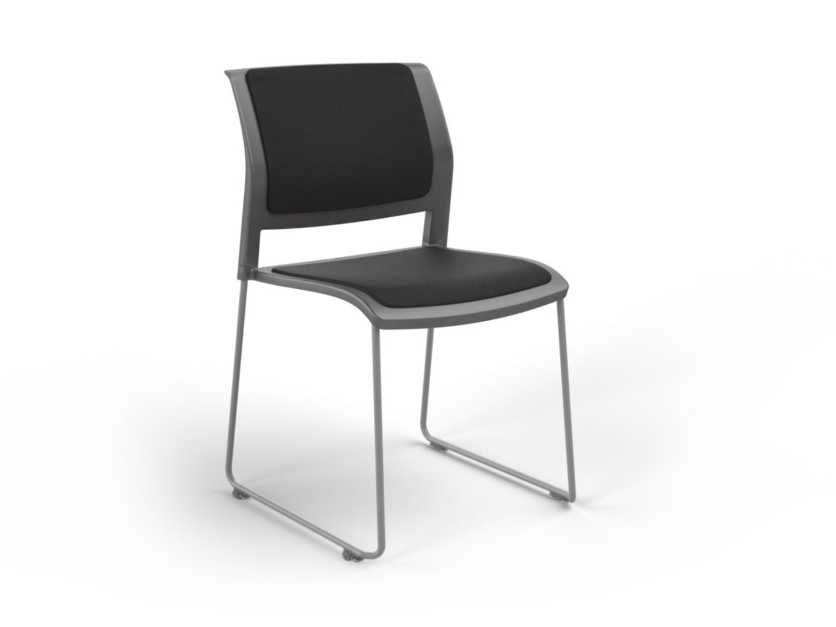 OL Game Fabric Upholstered Hospitality Stacking Chair - Charcoal Shell
