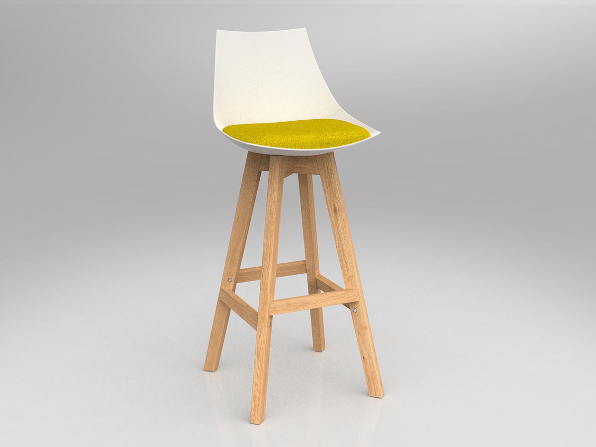 OL Luna Oak Timber Leg White Shell Barstool