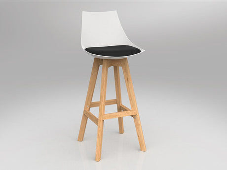 OL Luna Oak Timber Leg White Shell Barstool
