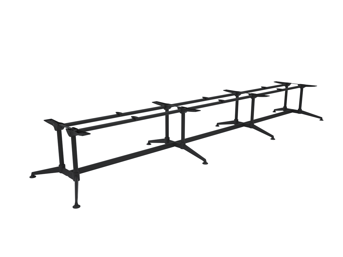 OL Modulus Meeting Table Twin Post Triple Span All Black Frame