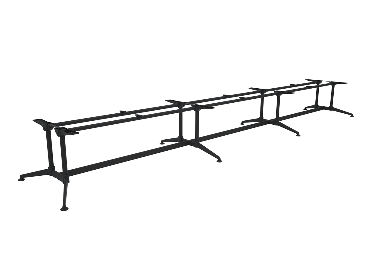 OL Modulus Meeting Table Twin Post Triple Span All Black Frame