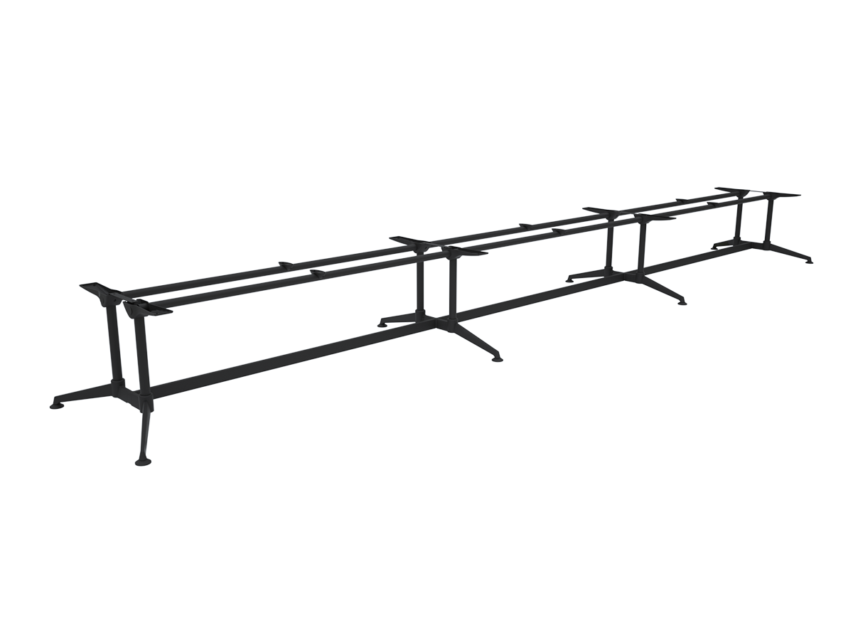 OL Modulus Meeting Table Twin Post Triple Span All Black Frame