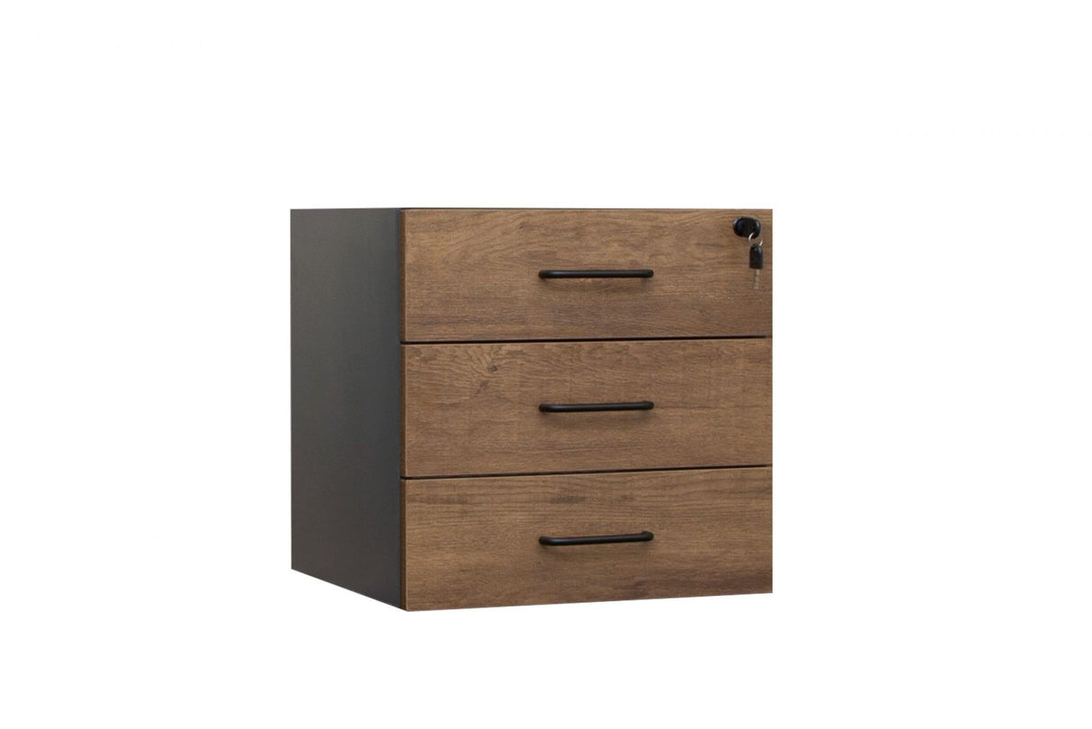 GP Office Fixed Desk Pedestal with 3 Drawers - Regal Walnut