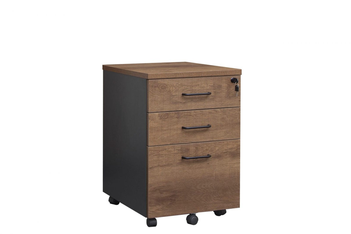 GP Office Mobile Pedestal with 2 Drawers & Filing Drawer - Regal Walnut