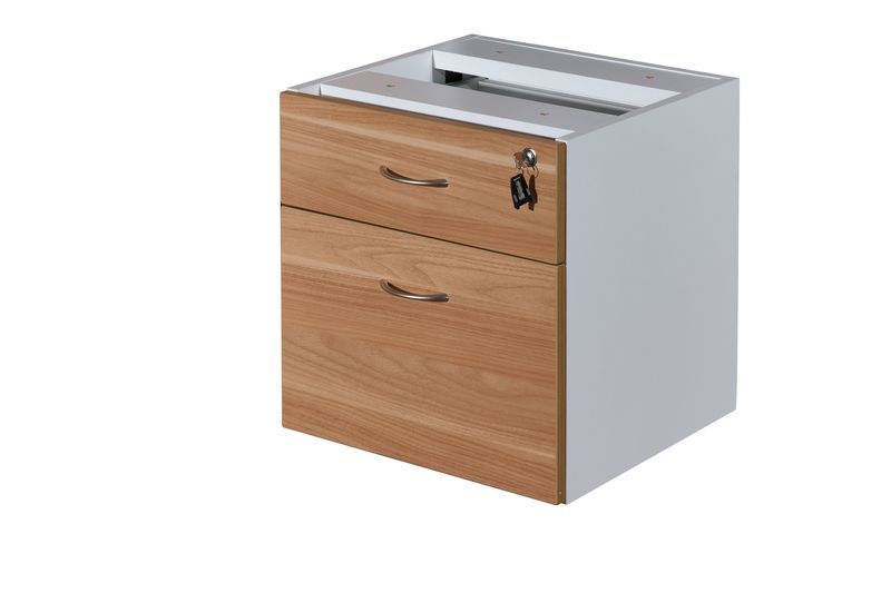 GP Office Fixed Desk Pedestal with 1 Drawer & 1 Filing Drawer - Virginia Walnut