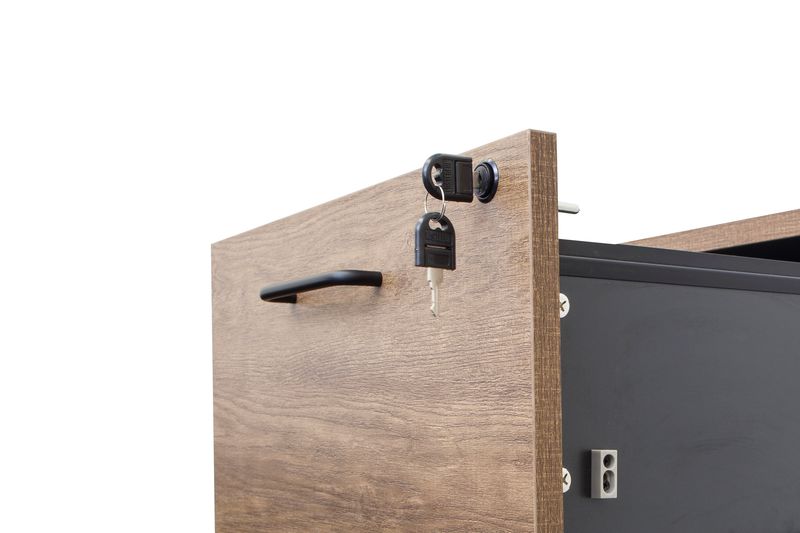 GP Office Fixed Desk Pedestal with 3 Drawers - Regal Walnut