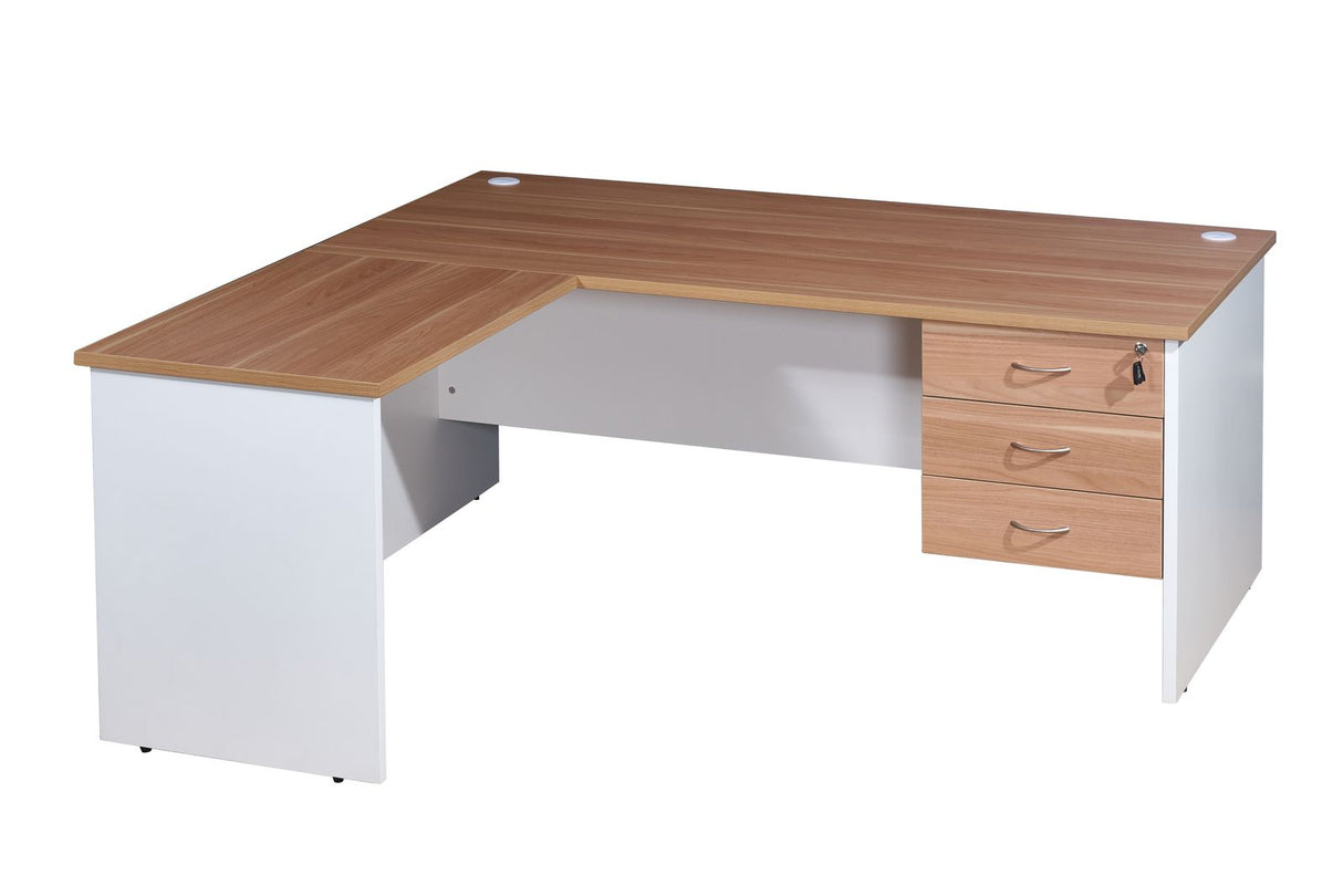GP Office 3 Piece Corner Workstation with Virginia Top & White Bottom