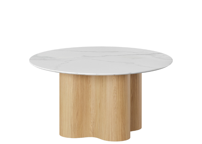 DD Orlo Wave Base Sintered Stone Top Round Coffee Table