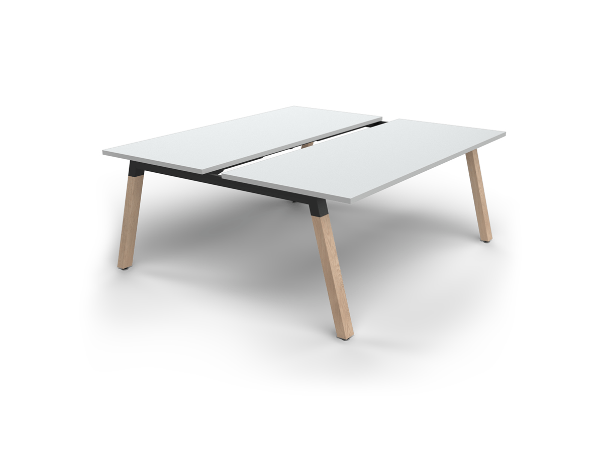OL Plantation Melamine Top Timber Leg 2 Users Double Sided Desk