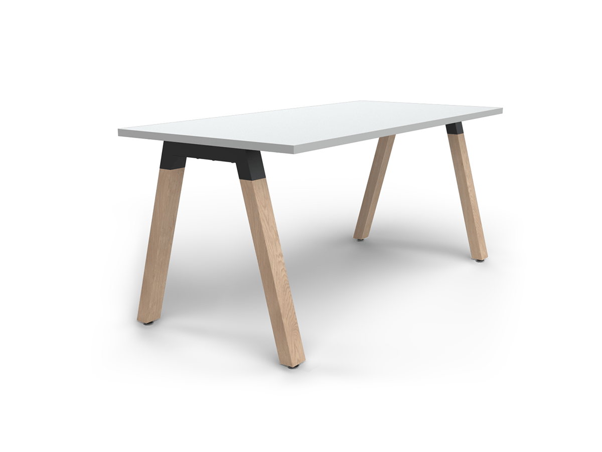 OL Plantation Melamine Top Timber Leg Single Sided Desk