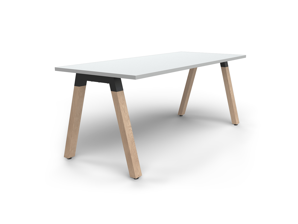 OL Plantation Melamine Top Timber Leg Single Sided Desk