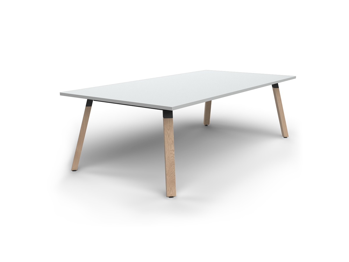 OL Plantation Timber Leg Meeting Table in White Top