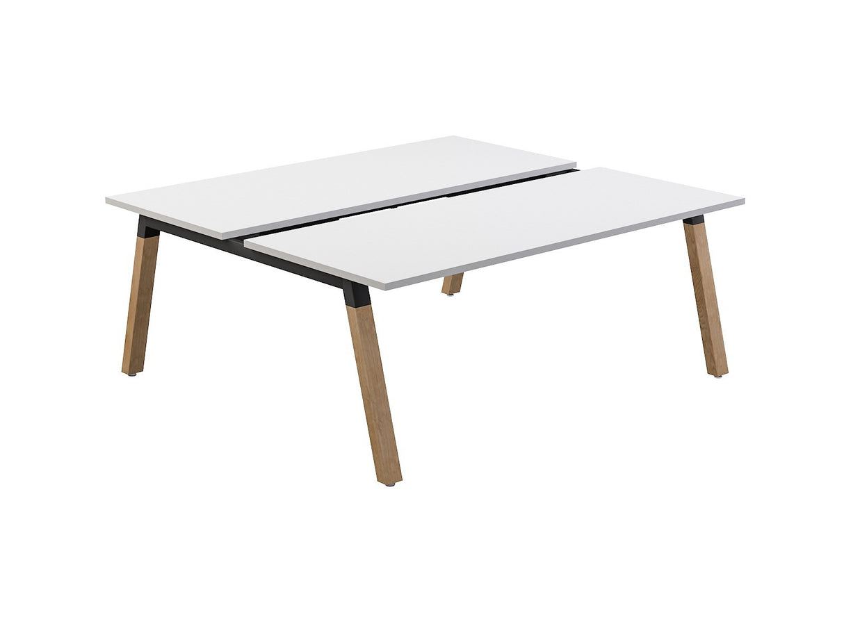 OL Plantation Melamine Top Timber Leg 2 Users Double Sided Desk