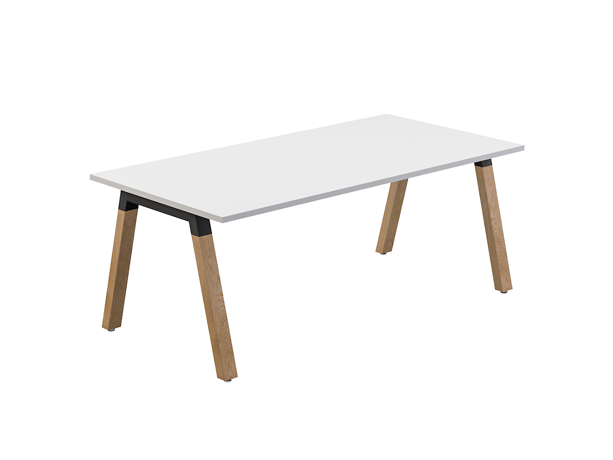 OL Plantation Melamine Top Timber Leg Single Sided Desk