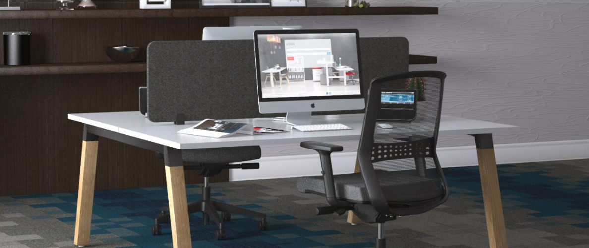 OL Plantation Melamine Top Timber Leg 2 Users Double Sided Desk