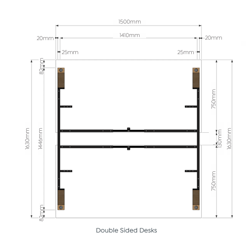 OL Plantation Melamine Top Timber Leg 2 Users Double Sided Desk
