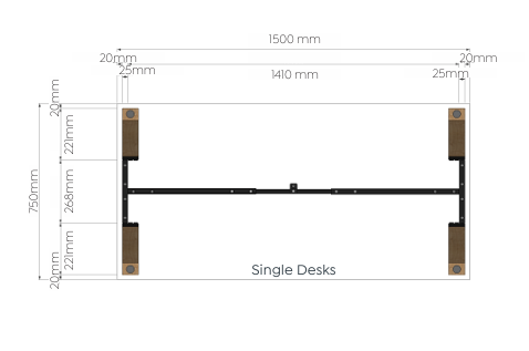 OL Plantation Melamine Top Timber Leg Single Sided Desk