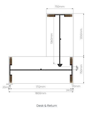 OL Plantation Single Sided Desk with Return
