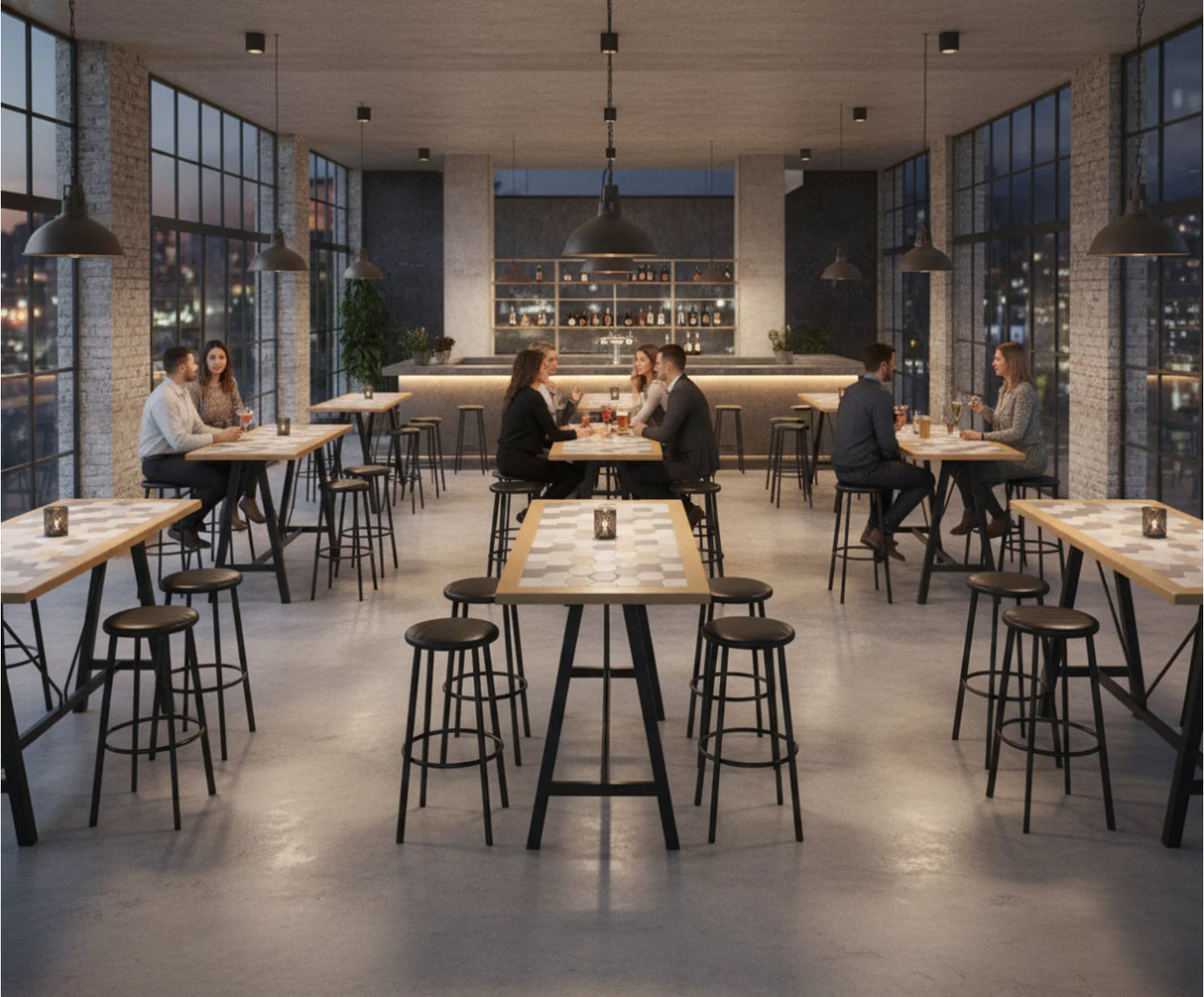 FL Portland Metal Legs Hospitality Barstool