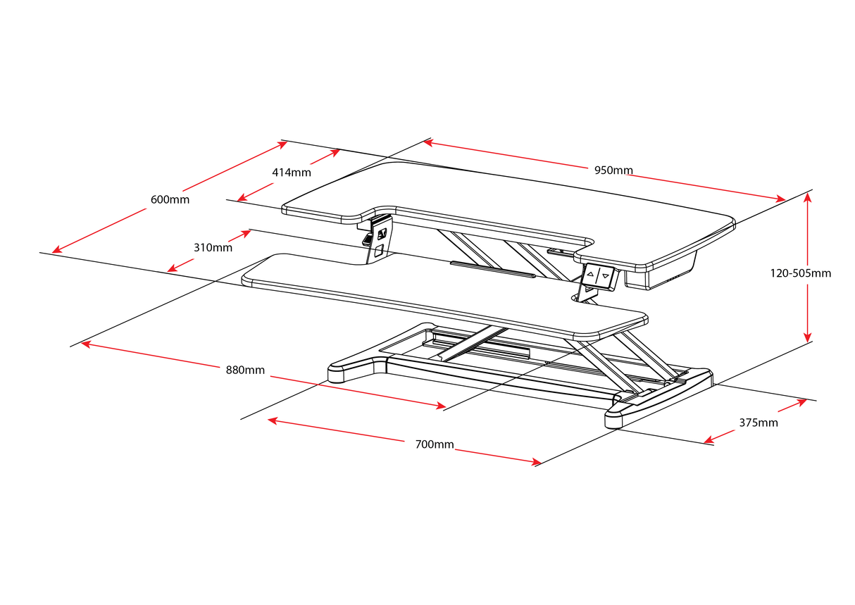 RL Rapid Flux Sit and Stand Height Adjustable Desk Riser