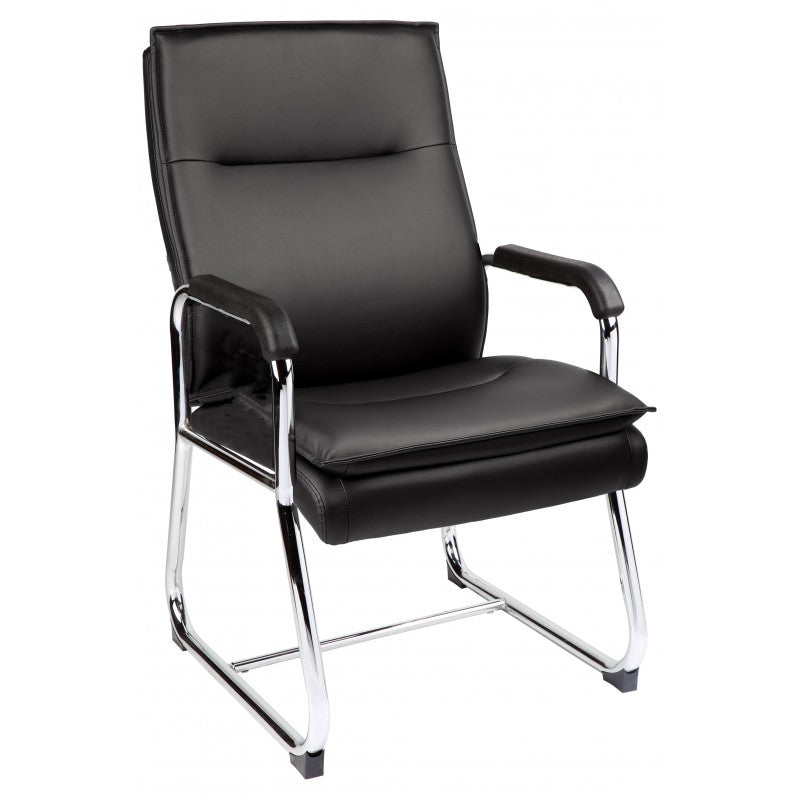 MA Rav 4 Chrome Sled Base PU Leather Upholstered Visitor Chair