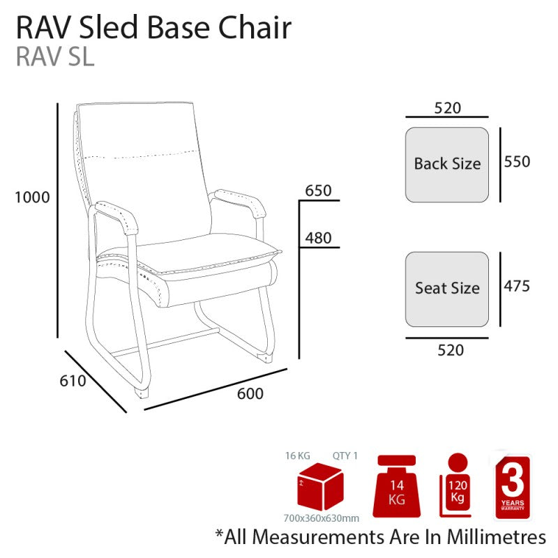 MA Rav 4 Chrome Sled Base PU Leather Upholstered Visitor Chair