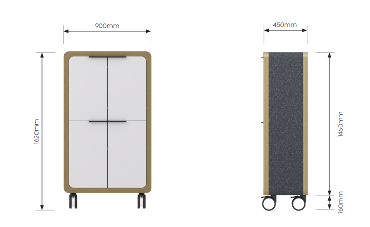 OL Rover 4 Tier Bookshelf with Acoustic Pinnable Board