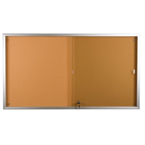 VC Sliding Glass Door Notice Case with Corkboard