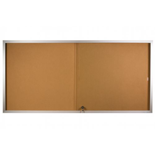 VC Sliding Glass Door Notice Case with Corkboard