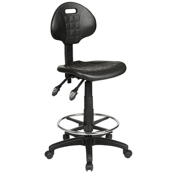 ST State PU Upholstered Industrial Drafting Stool with Footrest