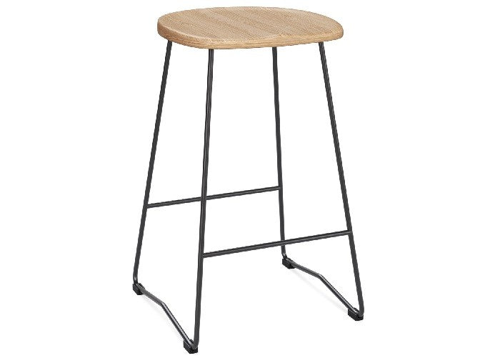 DD Saddle Timber Seat Metal Leg Counter Stool