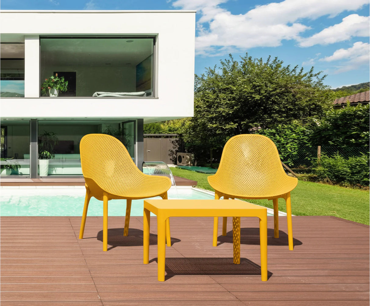 FL Sky 3 Piece Outdoor Lounge Setting with Side Table