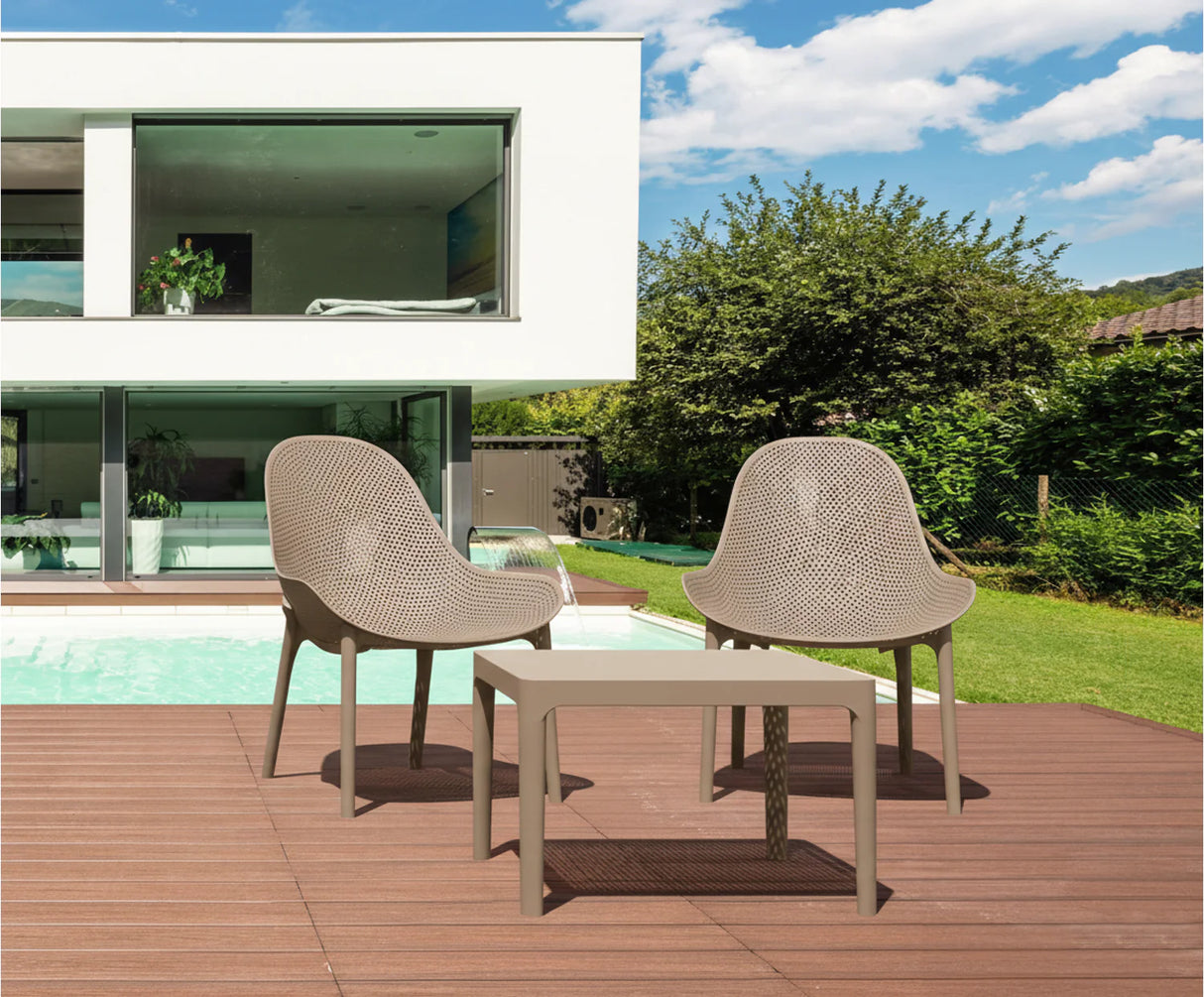 FL Sky 3 Piece Outdoor Lounge Setting with Side Table