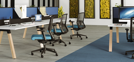 OL Studio Screen with Ducting for Agile Individual Desk – Splice Fabric with Black Frame