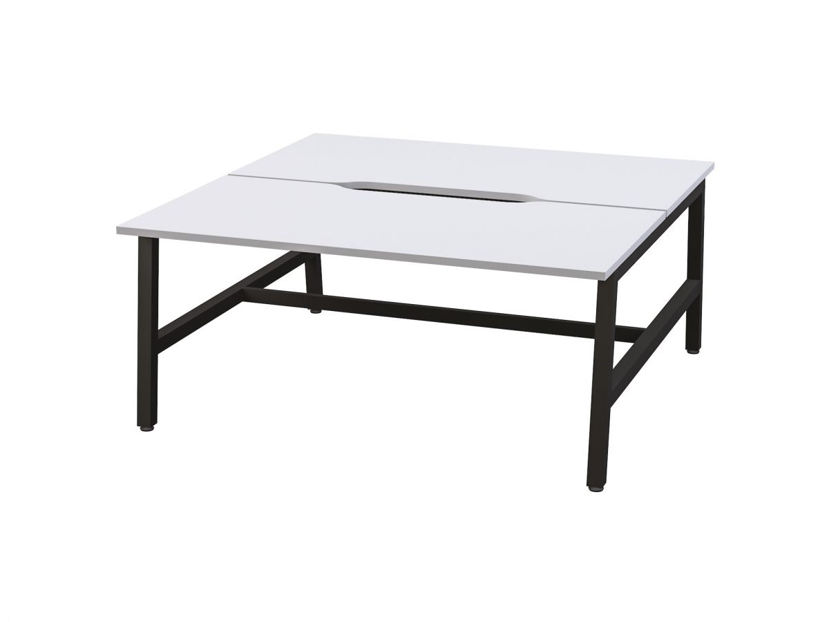 OL Axis Trestle 2 User Bench – White Top Black Frame